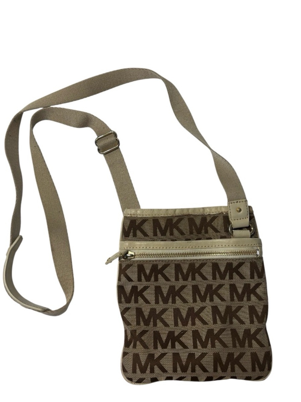 Michael Kors Brown & Khaki MK Monogram Crossbody Belt Bag